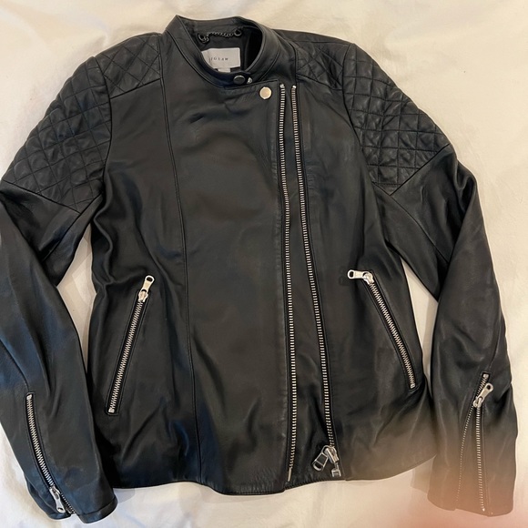 Jigsaw 100% Napa leather black biker jacket. Women’s size 4. Pristine! - Picture 6 of 13